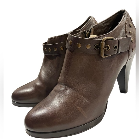 J. Crew Brown Leather Wooden Heeled Booties Size 8.5 Gorgeous EUC! - Picture 9 of 9